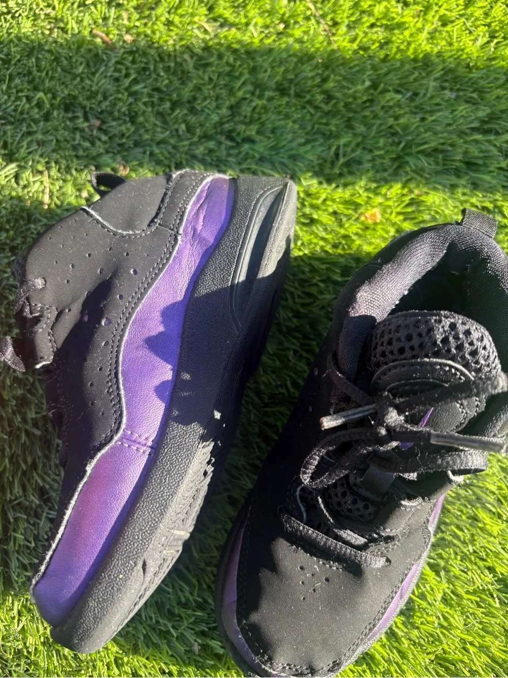 Nike Black and Purple Youth Athletic Shoes